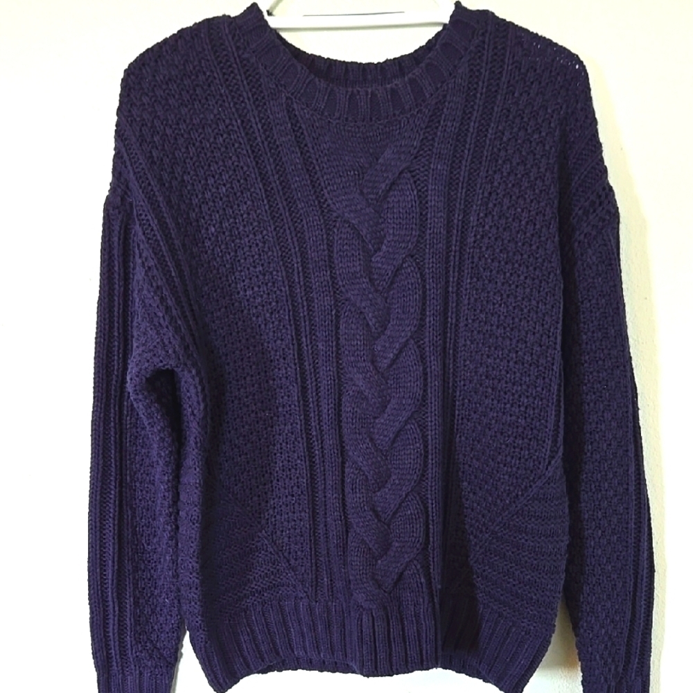One A Navy Cable Knit Sweater Size Medium